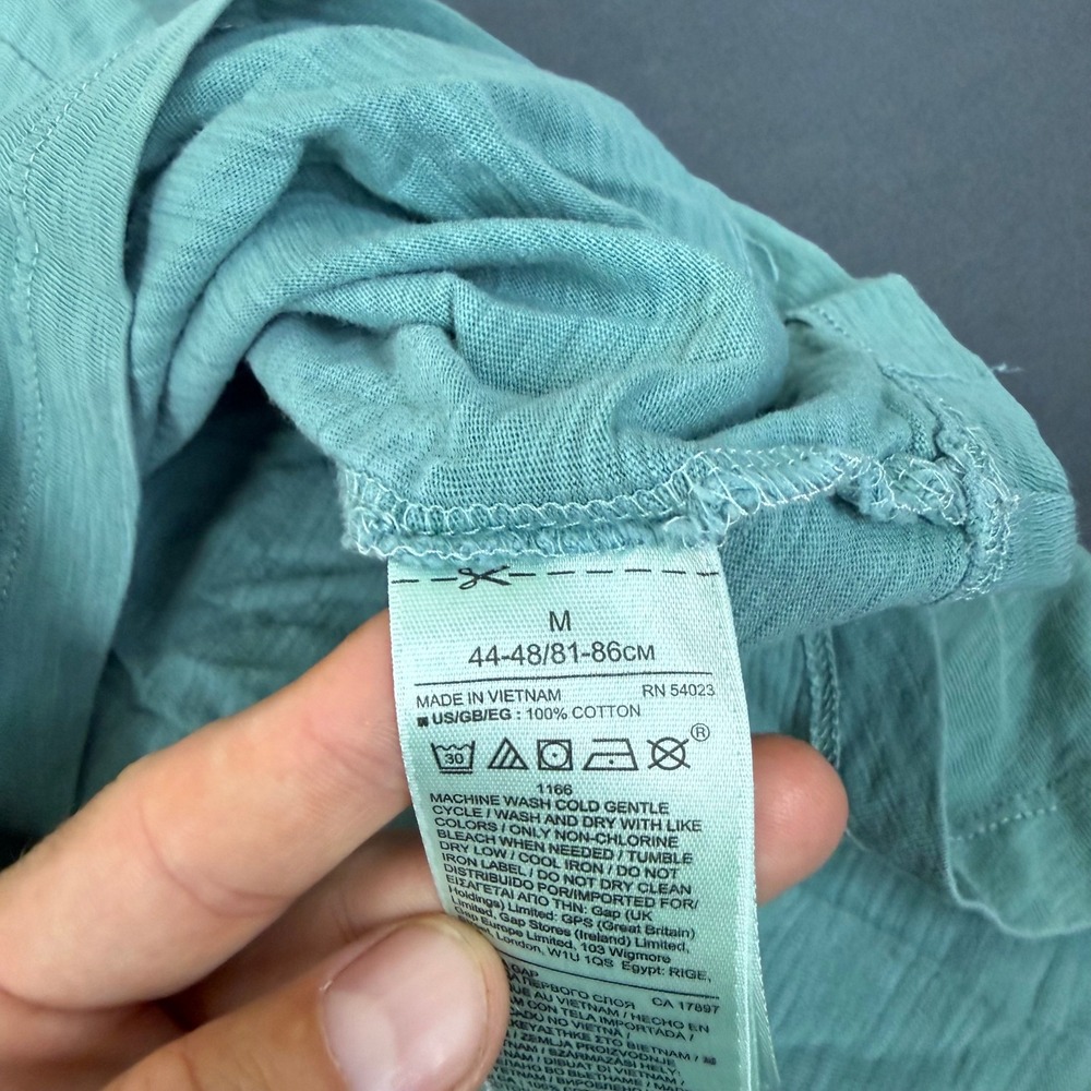 GAP T-Shirt Mens M Teal Green Slub Cotton Raglan Short Sleeve Crew Neck Casual - Picture 5 of 5